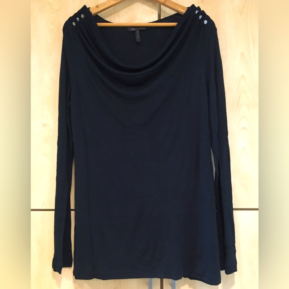 BCBG MAXAZRIA Women Long Sleeve Cowl Neck Blouse Top